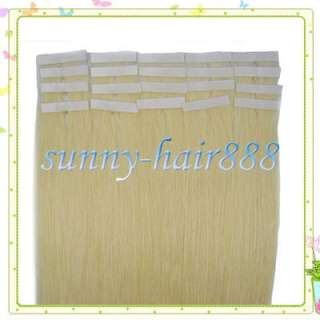 16 Long Remy Tape skin human hair extensions#60 White blonde,30g 