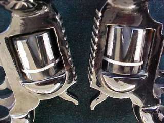   custom sterling silver engraved pistol show spurs w/jinglebobs  