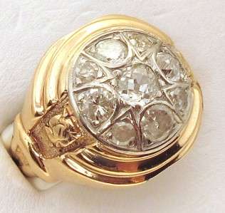 Diamonds Old Mine Cut 1.00ct 10K Two Tone Mans Ring  