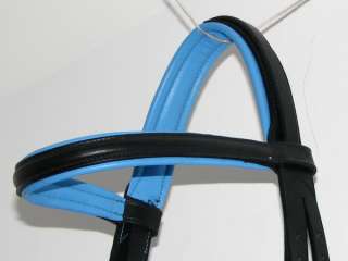 FSS German CYAN BRIGHT BLUE Comfort Padded Crank BRIDLE  