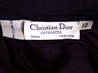 Ladies Christian Dior Double Breasted Jacket & Pants 12 14 Navy Wool 