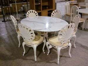BEST 70S FANTASY SHELL CHAIR PATIO SET MARBLE TABLE  