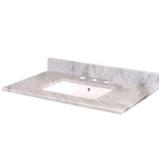 31 in. W Marble Vanity Top with trough sink and 8 in. Faucet Spread in 