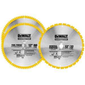 DEWALT 12 In. 80T and 32T Circular Saw Blade Combo Pack DW3128P5B3 at 