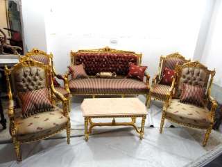 Barock Antik Stil Salon 4 Sessel 1 Sofa AlSa0316 BW  
