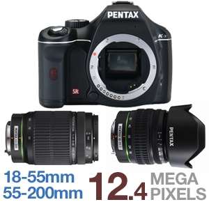 Pentax K X DSLR Digital Camera and 18 55MM Lens and 55 200MM Lens 