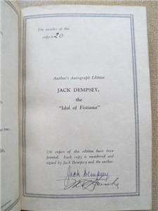   JACK DEMPSEY & NAT FLEISCHER Signed Book 1929Ltd Edition  