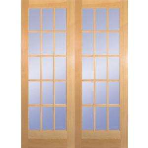 Builders Choice 60 in. Wood Prehung Clear Pine 15 Lite French Double 