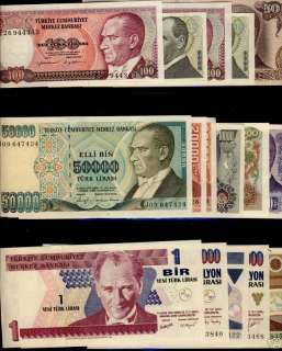 Banknote collection Turkey II 21 pcs. UNC  