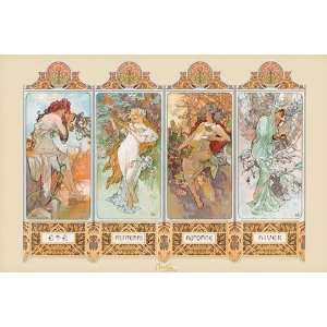 1art1 39479 Alphonse Mucha   4 Seasons Poster 91 x 61 cm  