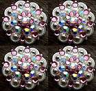 SILVER CLEAR CRYSTALS BERRY CONCHOS HEADSTALL BLING AB STONE TACK 