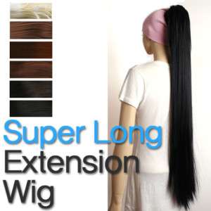 SUPER Long Straight Hair Ponytail CLIP Extension Wig  