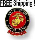 MARINE CORPS RETIRED Brass PIN Lapel Hat Tack US