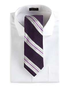 Ike Behar Stripe Silk Tie, Plum  
