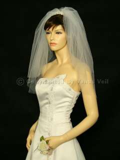 2T Ivory Shoulder Short Length 20/25 Cut Edge Bridal Wedding Veil 
