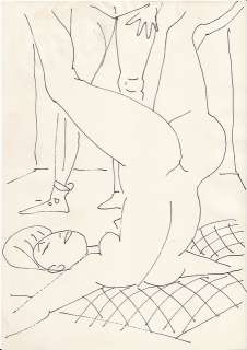 Erotische Original Handzeichnung von Edvard Frank, mit Nachlass 
