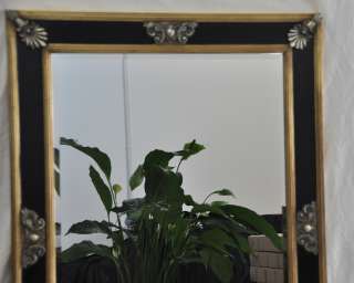 Prunk Spiegel Schwarz Gold Wandspiegel 109x79 cm  