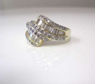 BANKRUPTCY  FLASHY 1CT 54 ROUND BAGUETTE WHITE DIAMOND WAVE 14K 