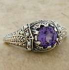 COLOR CHANGING ALEXANDRITE VICTORIAN ANTIQUE STYLE .925 SILVER RING Sz 