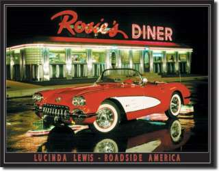 Rosies Diner Corvette Muscle Car Garage Retro Tin Sign  