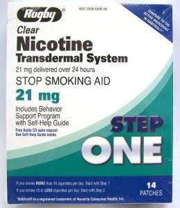 Rugby Step One Nicotine Transdermal System 21mg Stop Quit Smoking 