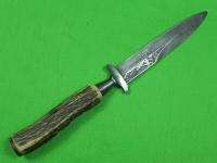   Antique German Germany ANTON WINGEN DRGM Engraved Stag Fighting Knife