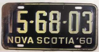 1960 Nova Scotia Canada 15 68 03 License Plate  
