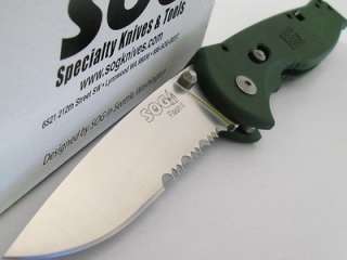 SOG Lrg Flash II Assisted Opening Green Knife w/Safety  
