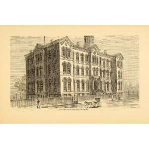  1872 Hebrew Orphan Asylum Orphanage Building NYC Print 