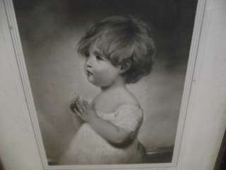 1908 richard smythe framed engraving  small child   