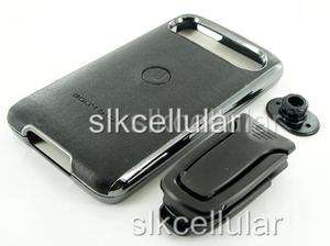 NEW OEM BODYGLOVE HTC HD7 BLK/CHROME LEATHER CASE+CLIP  