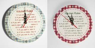 CERAMIC KITCHEN RULES DINING ROOM KITCHEN WALL CLOCK  