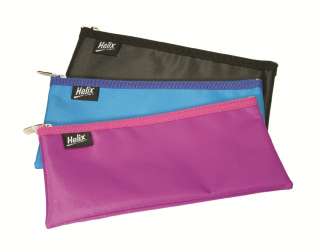 Helix nylon pencil case with colour co ordinated zip. Great for the 