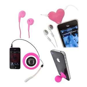  4 Item Bundle Pink iSound Portable Speaker 3.5mm Earbuds 
