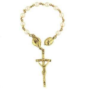  Pope John Paul II Commemorative Gold Pearls Hand Rosary 