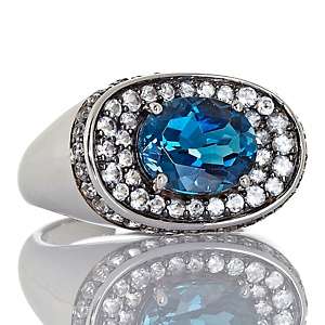   East/West London Blue and White Topaz Sterling Silver Ring 