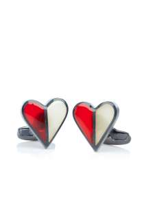 Paul Smith Accessories  Red Stained Glass Heart Cufflinks by Paul 