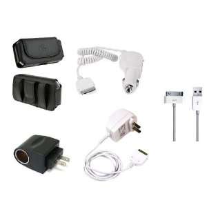  5in1 Car Vehicle+Home Wall AC Charger+Leather Case Cover 