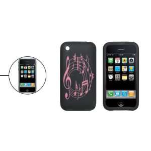  Gino Pink Laser Carving Musical Notes Black Silicone Case 