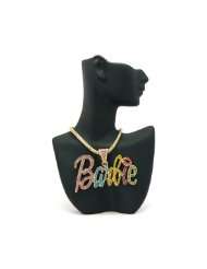 Iced Out Large Gold with Multicolors Barbie Nicki Minaj Pendant with 