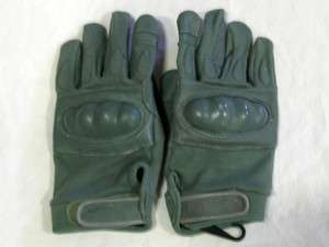 Airsoft Swat Tactical Hard Knuckle Gloves Leather Foliage Green Medium 