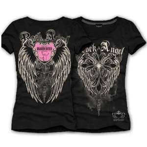   Cross and Fallen Angel Wings Design T shirt 