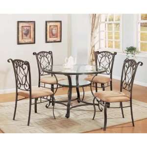  5pc Dining Table & Chairs Set Antique Bronze Finish