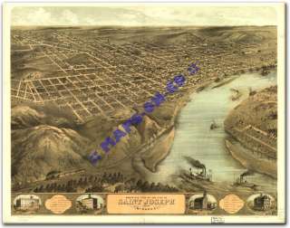 1868 SAINT JOSEPH MISSOURI Buchanan County MO MAP CD  