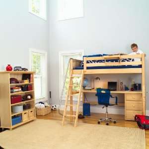  Maxtrix Twin High Loft Bed w. Angle Ladder, Long Desk and 