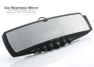 Car Rearview Mirror with Wireless Parking Camera Bluetooth, MP3, FM 