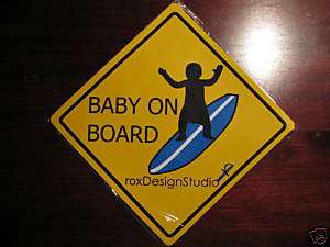 Car Magnet   Baby on Surf Board magnet  