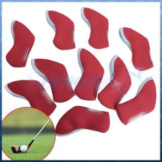Set 10pcs RED Golf Iron Head Neoprene Cover Headcover Protection Case 
