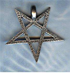 INVERTED PENTAGRAM PEWTER PENDANT BALL CHAIN NECKLACE  
