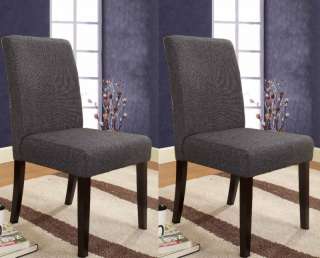 Set Of 2 Grey Microfiber & Wood Frame Parson Chairs ~New~  